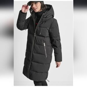 DKNY Black Down Puffer Coat Jacket Parka Size Small S